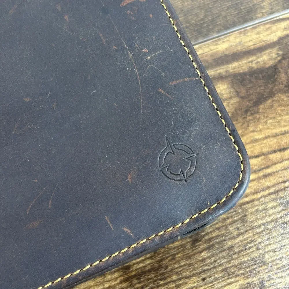 Vintage Franklin Covey 7 Ring Full Grain Leather Classic Brown Zip Planner USA